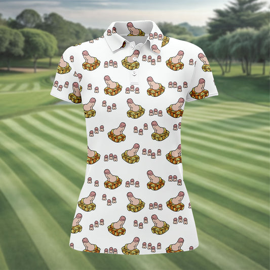 Maxcorners White Funny Adult Novelty Tank Pattern Golf Shirt, Women's Golf Tops, Performance Golf Shirt LM1507