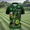 Maxcorners Hello Darkness Four Leaf Clover St Patricks Day Fun Golf Shirts For Men, St Patrick's Green Polo Shirts For Men