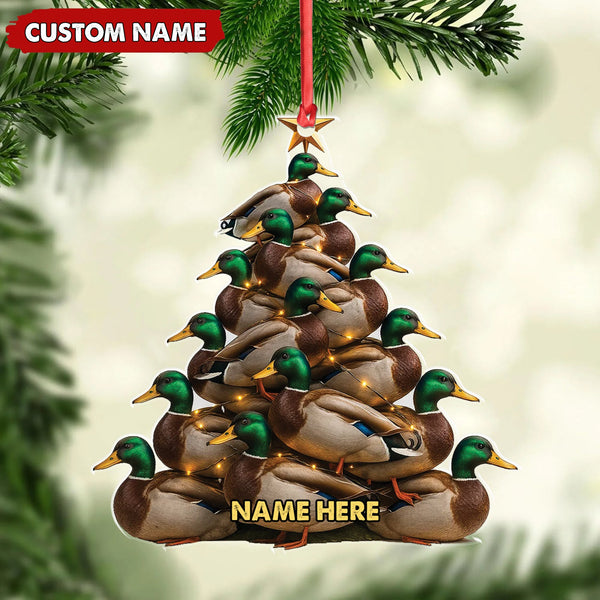 Maxcorners Personalized Acrylic Mallard Duck Christmas Tree Ornament - Custom Hunting Holiday Decoration LM0110