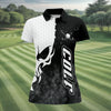 Maxcorners Monochrome Skull Golf Ball Graphic Golf Shirt, Golf Polo For Women, Printed Golf Shirt LM1507