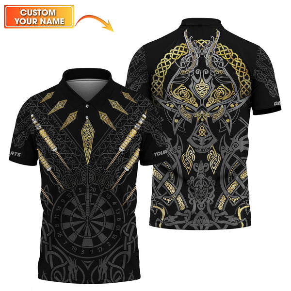 Maxcorners Viking Wolf Darts Jersey, Custom Name Dart Shirt for Men, Gift For Dart Players LM0509