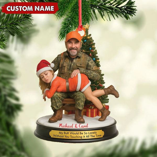 Maxcorners Personalized Funny Hunter Couple Christmas Acrylic Ornament - Custom Name Christmas Gift for Him or Her LM0411