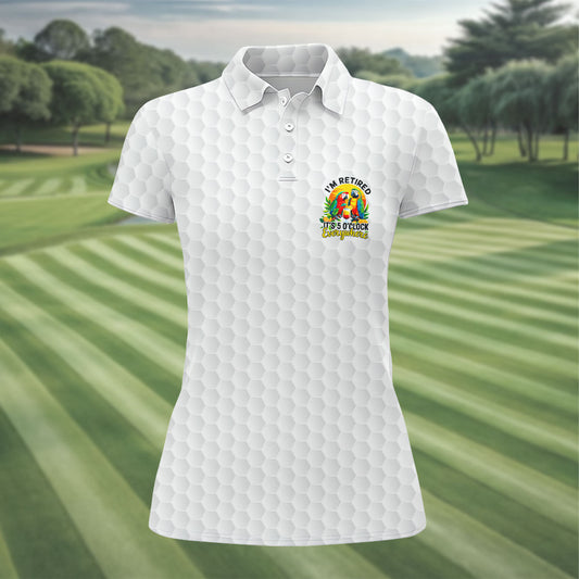 Maxcorners White Tropical Parrot Happy Retirement Golf Polo Shirt, Women's Golf Polo, Performance Golf Shirt LM1507