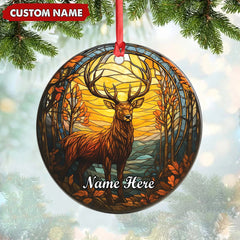 Maxcorners Personalized Deer Ornament, Custom Name Christmas Decoration, Rustic Woodland Animal Ornament for Holiday Tree LM0411