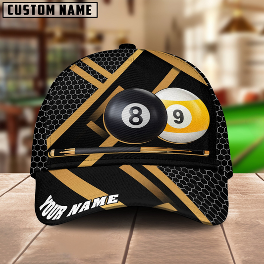 Maxcorners Billiards Metalic Style Multicolor Personalized Name 3D Cap