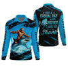 Maxcorners Just A Casual Day With Bigfoot And His Shark Fishing UPF Shirts, Funny Fishing Shirt, Presents For Fishermen