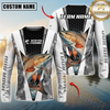 Maxcorners Fishing Black White Hexagon Hoodie Design Sun Protection Personalized Name, Team Name Long Sleeve Hooded