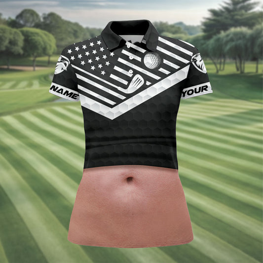 Maxcorners Personalized Pink Skin Beer Belly Golf Polo Shirt, Ladies Golf Shirts, Golf Polo For Women LM1507