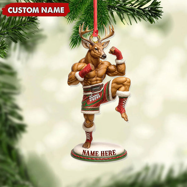 Maxcorners Custom Name Muay Thai Deer Ornament, Funny Boxing Deer Christmas Decoration

 LM0411