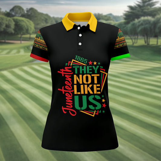 Maxcorners Juneteenth They Not Like Us 1865 Heritage Golf Polo Shirt, Golf Shirts For Women, Women's Golf Apparel LM1507