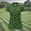 Maxcorners St Patrick's Day Beer Golf Ball Pattern Shamrock Golf Shirt, Women's Golf Tops, Ladies Golf Polos