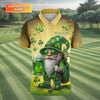 Maxcorners Happy St Patrick's Day Shamrock Gnome Golf And Beer Polo Shirts For Men, Golf Shirts For Men
