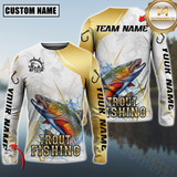 Maxcorners Trout Fishing Lightweight Performance Shirt For Anglers Personalized Name, Team Name 3D Long Sleeve Shirt
