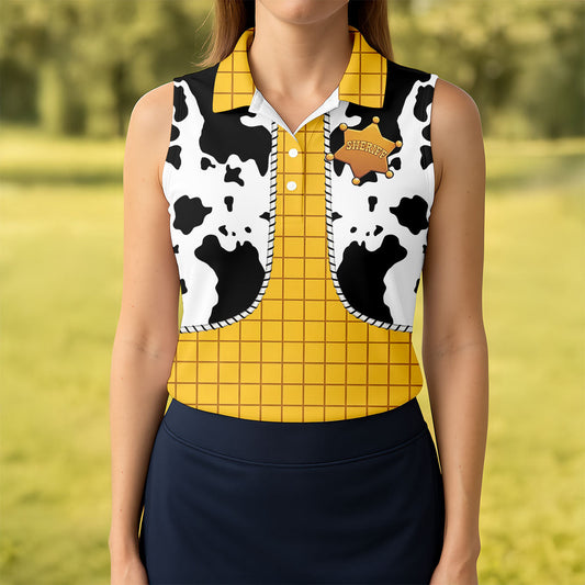 Maxcorners Cowboy Toy Hawaiian Golf Shirt, Cartoon Style Women's Golf Tops, Ladies Golf Shirts LM1507