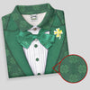 Maxcorners St Patrick's Day Green Shamrock Suit Whiskey Golf Print Golf Shirt, Women's Golf Tops, Ladies Golf Polos