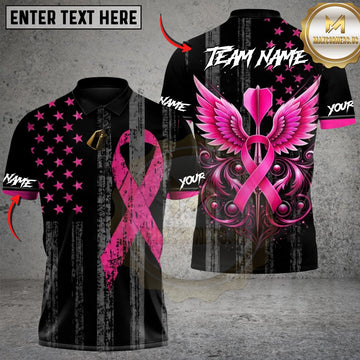 Maxcorners Pink Ribbon Awareness Darts Customized Name, Team Name 3D Shirt