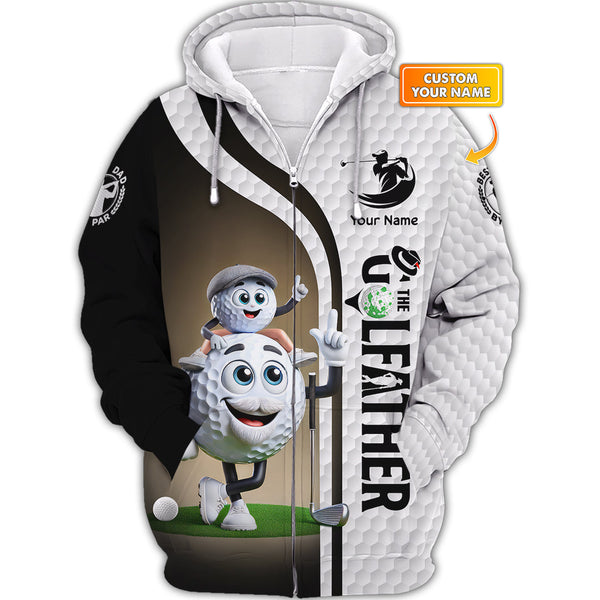 Maxcorners Custom Golf Dad Tee – The Golfather Shirt with Funny Golf Ball Design