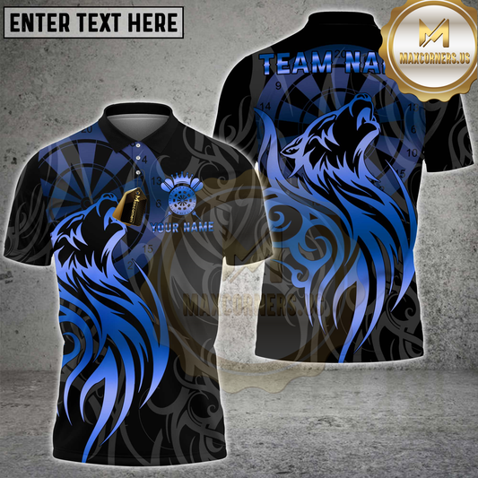 Maxcorners Darts Shirt Golden Tribal Wolf Design Multicolor Options Personalized Name, Team Name 3D Shirt (4 Colors)