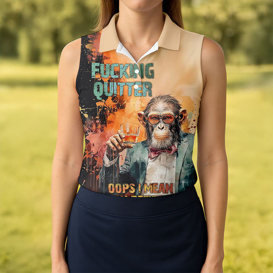 Maxcorners Funny Monkey Happy Retirement Golf Polo Shirt, Women’s Golf Apparel, Ladies Golf Tops LM1507