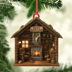 Maxcorners Personalized Hunterâ€™s Cabin Ornament, Custom Log Cabin Christmas Decoration for Outdoor Lovers

 LM0411