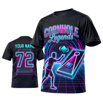 Maxcorners Cornhole Neon Legends Personalized Name 3D Unisex Shirt