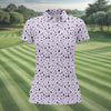 Maxcorners Light Purple Beer Brewing Icons Pattern Polo Shirt, Women’s Golf Apparel, Performance Golf Shirt LM1507
