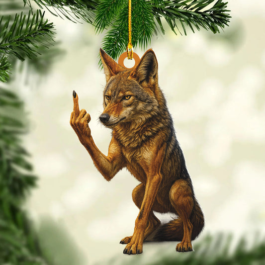 Maxcorners Personalized Funny Coyote Fukin' Finger Hunting Acrylic Christmas Ornament - Custom Gift for Hunters LM0411