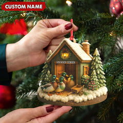 Maxcorners Personalized Acrylic Mallard Duck Family Christmas Ornament - Rustic Holiday Cabin Decor for Nature & Wildlife Lovers LM0110