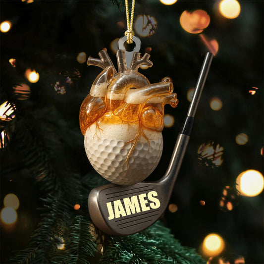Maxcorners Fueled By Golf and Beer Acrylic Ornaments, Golf Christmas Gifts, Funny Golf Ball Golf Ornaments LM1611