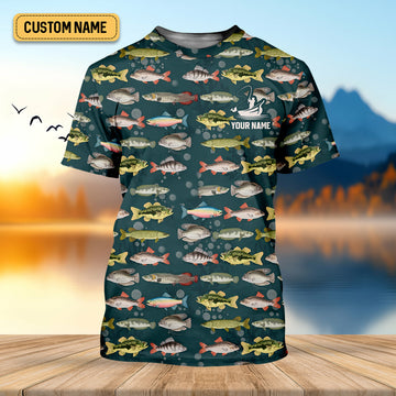 Maxcorners Personalized Freshwater Fish Fishing Shirt With Custom Name, Long Sleeve Fishing Shirt, Fishing Shirt For Men