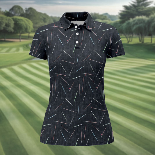 Maxcorners Minimalist Neon Lightsaber Pattern Golf Shirt, Women’s Golf Tops, Performance Golf Shirt LM1507