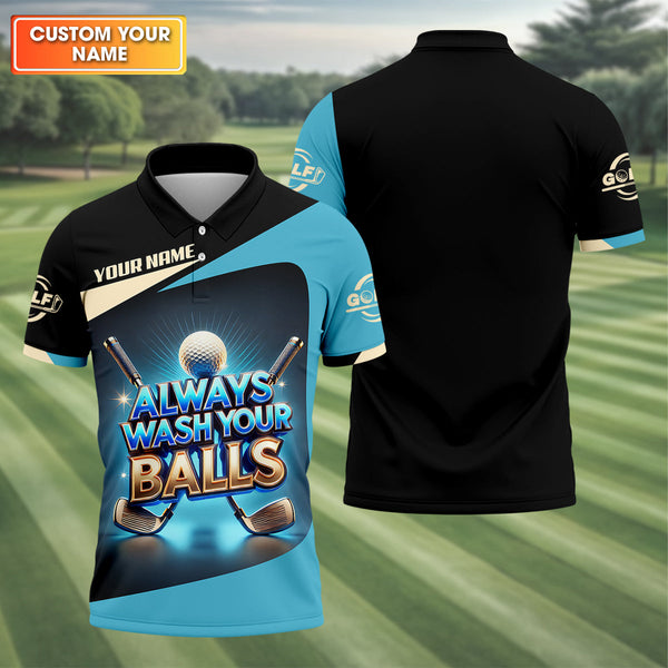 Maxcorners Always Wash Your Balls Custom Golf Shirts, Mens Golf Gift, Funny Golf Shirt