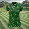 Maxcorners St Patrick's Day Leprechaun Character Golf And Beer Green Golf Shirt, Fun Women's Golf Shirts, Ladies Golf Polos