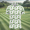 Maxcorners Three Leaf Clover Golf And Beer St Patrick's Day White Golf Shirt, Fun Golf Shirts For Men, Polo Shirts For Men