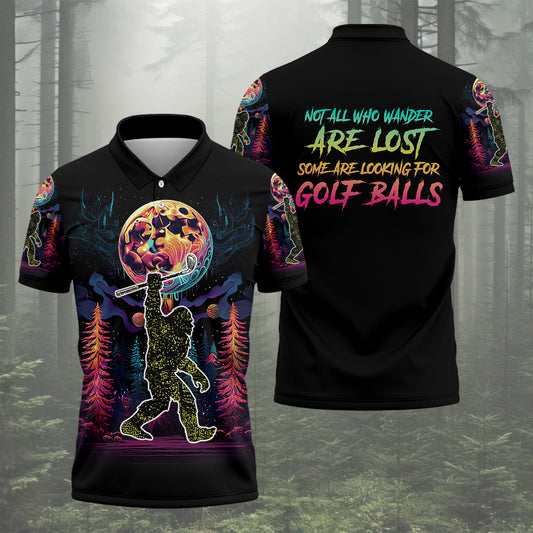 Maxcorners Bigfoot Funny Mens Golf Polo Shirt, Father's Day Golf Gifts
