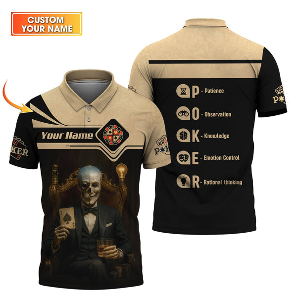 Custom Poker Shirts, ACE Shirt, Grim Reaper Poker Shirts For Men, Casino Shirt, Gift for Poker Players