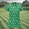 Maxcorners Leprechaun Hat Shamrock Beer Seamless Pattern St. Patrick’s Day Golf Shirt, Women's Golf Tops, Ladies Golf Polos