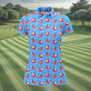 Maxcorners Santa Flamingo Pool Float Christmas Golf Shirt, Women's Golf Tops, Hawaiian Golf Shirt, Printed Golf Shirt LM1507