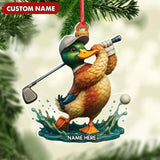 Maxcorners Personalized Acrylic Duck Golf Christmas Ornament - Custom Name Funny Hunter Gift for Golf Lovers LM0110
