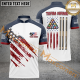 Maxcorners Ball 8 US Flag Champion Pattern Billiard Jersey Personalized Name, Team Name 3D Shirt