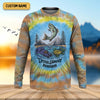 Maxcorners Tie Dyed Pattern Fishing UPF Shirts, Fishing Gifts For Men, Men's Fishing Shirt, Fishing Shirts For Men