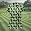 Maxcorners Green And White Argyle Pattern St Patrick's Day Golf Shirt, Women's Golf Shirts, Ladies Golf Polos