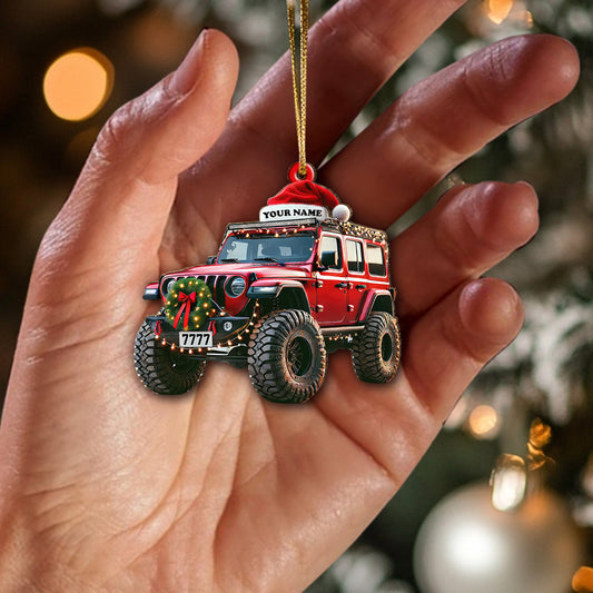 Maxcorners Custom Name Jeep Ornament, Christmas Gift for Jeep Lover 2D Flat LM2211