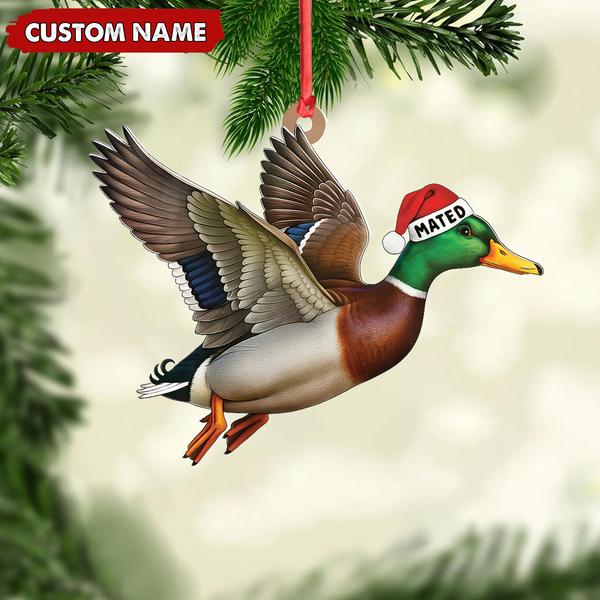 Maxcorners Personalized Flying Duck Acrylic Ornament - Custom Name Christmas Acrylic Gift for Hunters LM0411