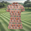 Maxcorners Peach Custom Photo Golf Icons Polo Shirt, Women's Golf Tops, Printed Golf Shirt LM1507