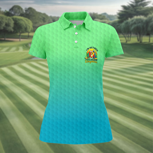 Maxcorners Tropical Retired Parrot Cocktail Golf Polo Shirt, Ladies Golf Shirts, Women's Golf Apparel LM1507