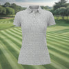 Maxcorners Beige Text Pattern Golf Polo Shirt, Women’s Golf Polo, Printed Golf Shirt LM1507