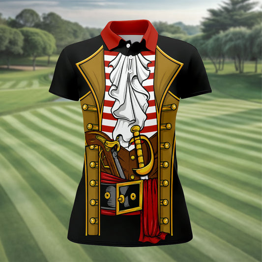 Maxcorners Pirate Captain Outfit Golf Shirt, Swashbuckler Costume Design, Golf Shirt For Women LM1507
