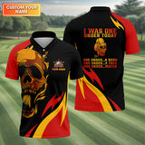 Maxcorners Custom Fire Skull Men's Golf Polo Shirt, Mens Golf Gift, Funny Golf Shirt