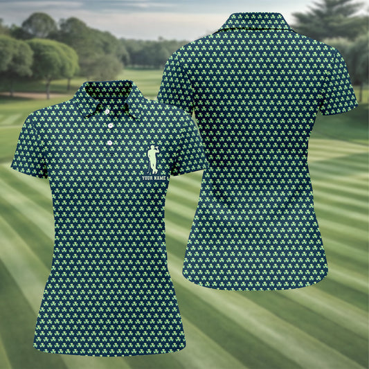 Maxcorners St Patrick's Day Shamrock Golf And Beer Green Golf Shirt, Women's Golf Tops, Ladies Golf Polos